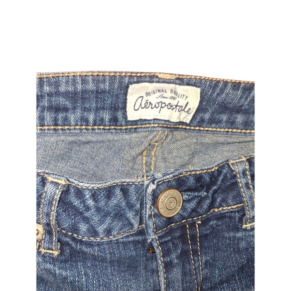 Aeropostale Bayla Dark Wash Embroidered Skinny Jeans 3/4 Regular 28 - Picture 2 of 6